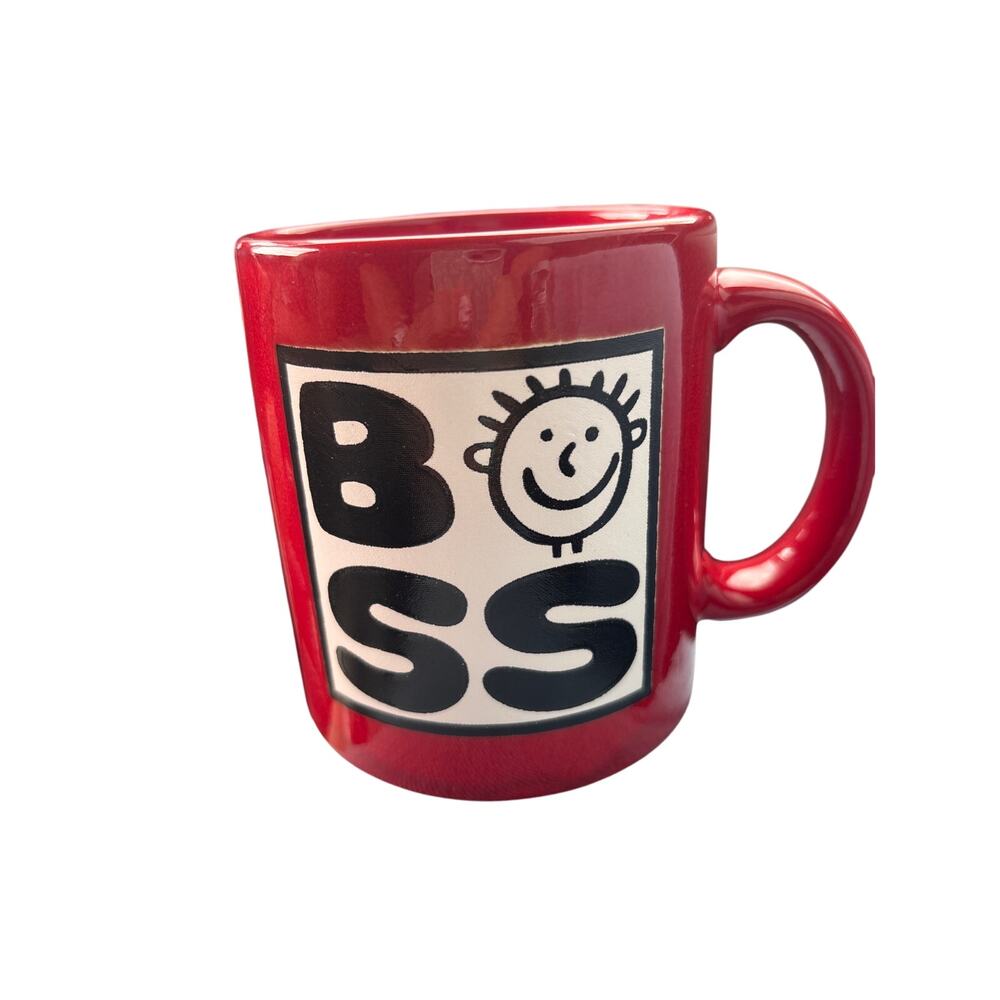 Rare Waechtersbach Stoneware Germany Red Happy or Mad Boss Coffee Mug Vintage